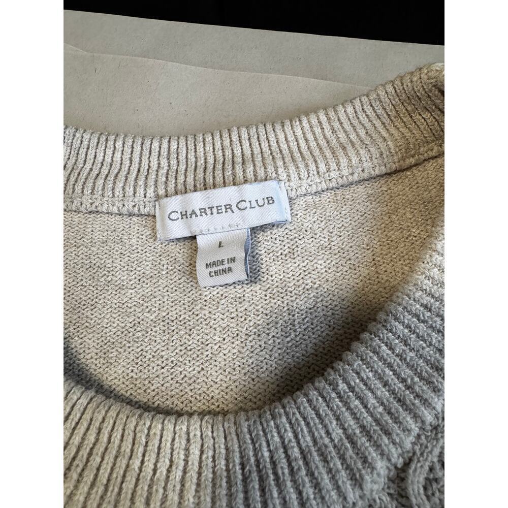 Grandma Embroidered Ruffle Sweater Women’s (L) Beige Knit Blue Ditsy Floral - Picture 5 of 7